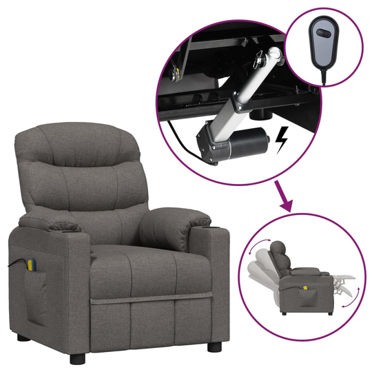 vidaXL Elektrisk massagefåtölj mörkgrå tyg