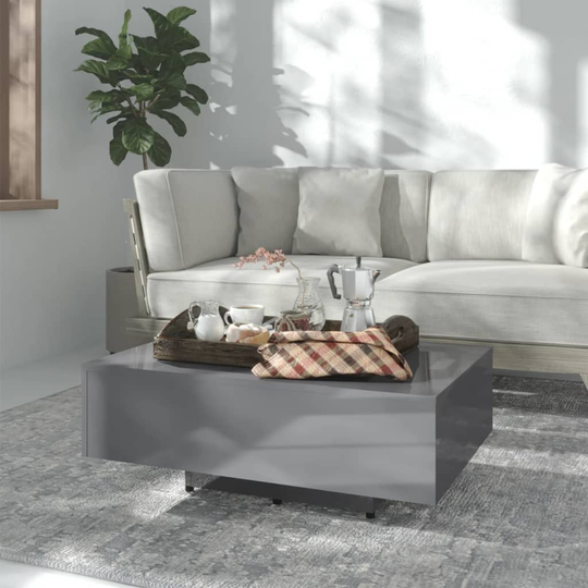 vidaXL Soffbord grå högglans 85x55x31 cm konstruerat trä