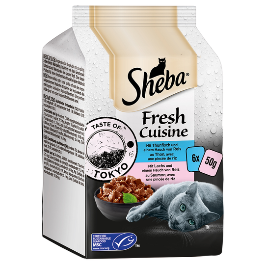 Ekonomipack: Sheba Fresh Cuisine Taste of Tokyo (MSC) 36 x 50 g - Tonfisk + Lax