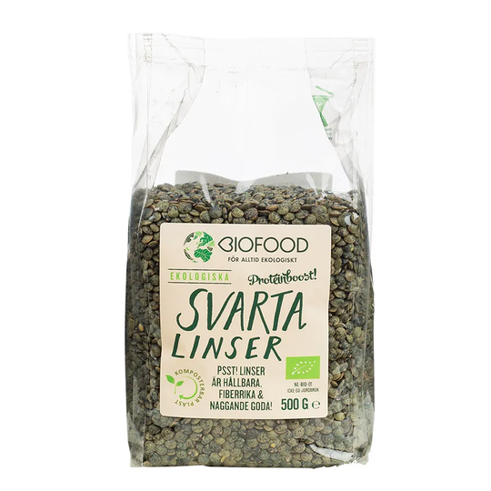 Biofood Linser Svarta, 500 g ekologisk