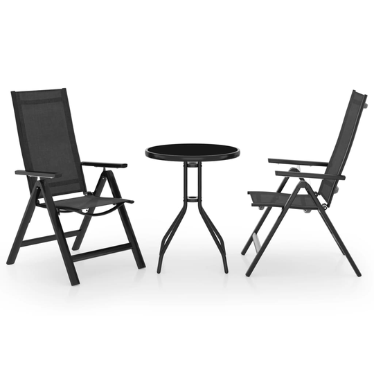vidaXL Caféset 3 delar svart och antracit