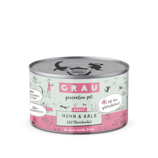 Ekonomipack: GRAU Adult Grain Free 24 x 200 g - Kyckling & kalv