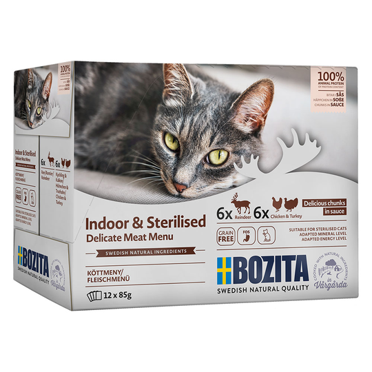 12 x 85 g Bozita Indoor & Sterilised till sparpris! - Mixpack i sås