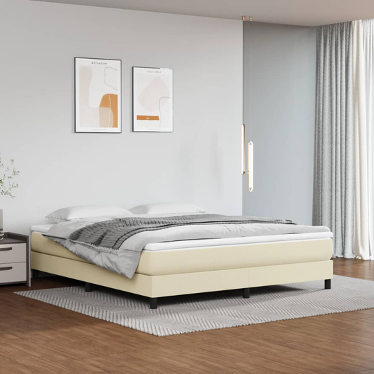vidaXL Pocketresårmadrass gräddvit 160x200x20 cm konstläder