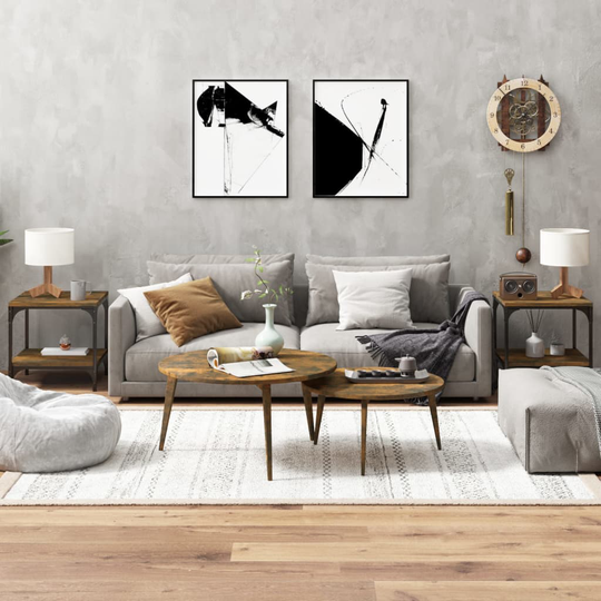 vidaXL Soffbord 2 st rökfärgad ek 40x40x40 cm konstruerat trä