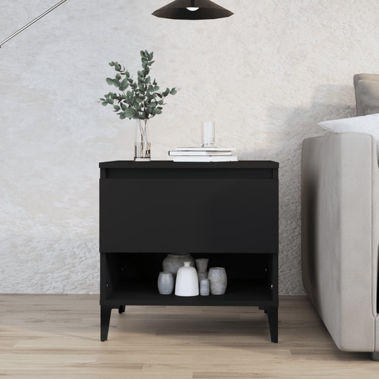 vidaXL Sängbord svart 50x46x50 cm konstruerat trä