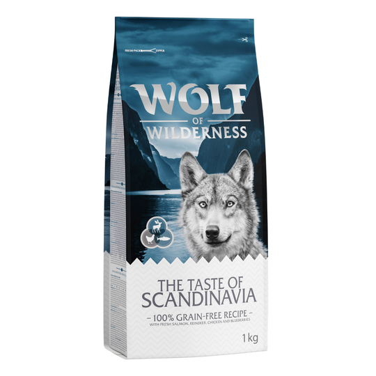 2 x 1 kg till sparpris! Wolf of Wilderness hundfoder - Adult The Taste Of Scandinavia (utan potatis, 3 sorters protein)