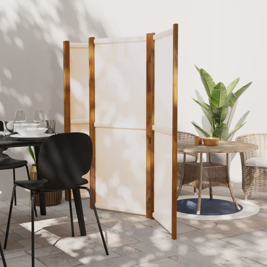 vidaXL Rumsavdelare 5 paneler gräddvit 350x180 cm