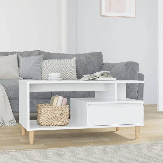 vidaXL Soffbord vit högglans 90x49x45 cm konstruerat trä