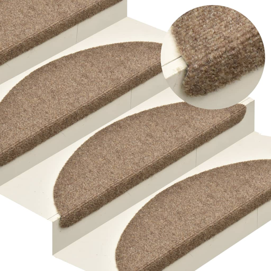 vidaXL Trappstegsmattor självhäftande 15 st gräddvit 56x17x3 cm brodyr