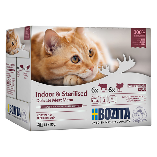 12 x 85 g Bozita Indoor & Sterilised till sparpris! - Mixpack i gelé
