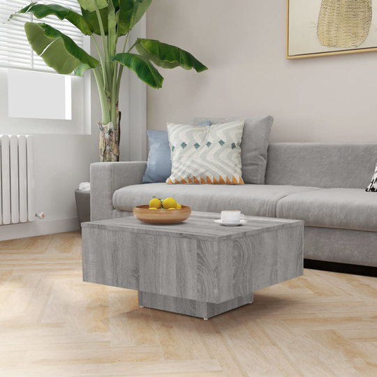 vidaXL Soffbord grå sonoma-ek 60x60x31,5 cm konstruerat trä
