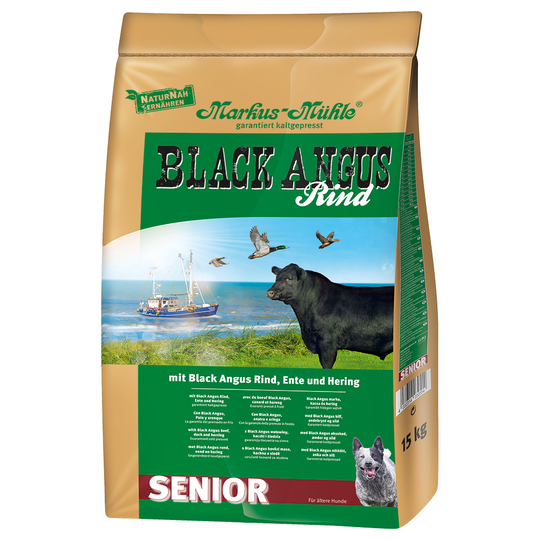 12 + 3 kg på köpet! 15 kg Markus-Mühle Black Angus Senior - 15 kg