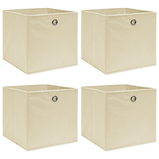 vidaXL Förvaringslådor 4 st gräddvit 32x32x32 cm tyg