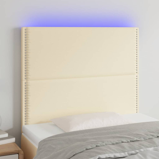 vidaXL Huvudgavel LED gräddvit 80x5x118/128 cm konstläder