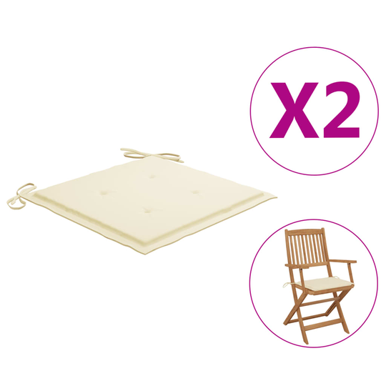 vidaXL Sittdynor för trädgården 2 st gräddvit 40x40x4 cm tyg