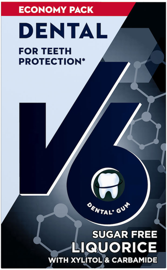 V6 Dental Tuggummi Liquorice 70g