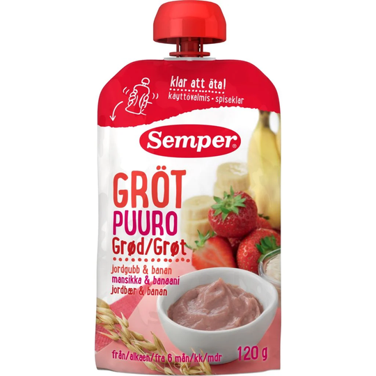 Semper Gröt jordgubb & banan 120 g