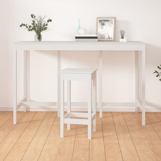 vidaXL Barbord vit 180x80x110 cm massivt furuträ