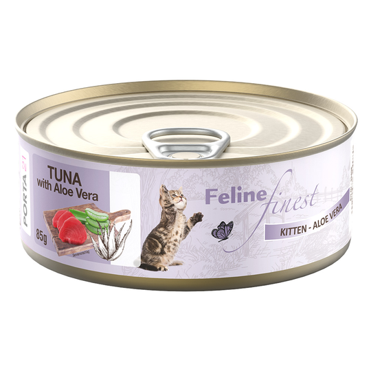 Ekonomipack: Feline Finest våtfoder 24 x 85 g - Kitten Tonfisk & aloe