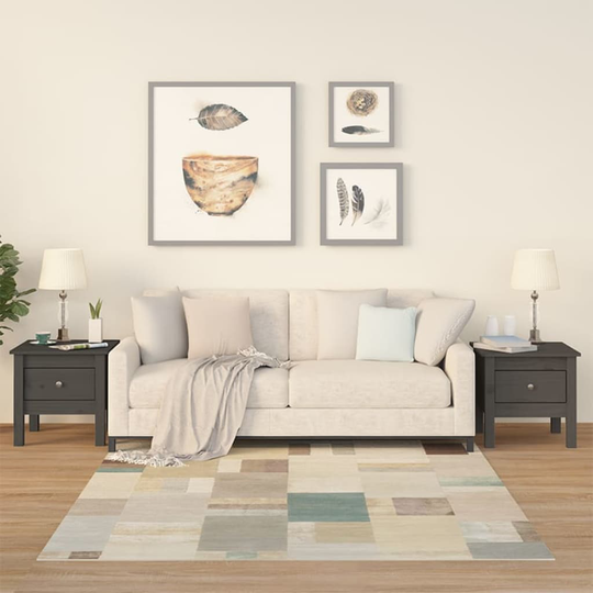 vidaXL Sidobord 2 st grå 40x40x39 cm massivt furuträ