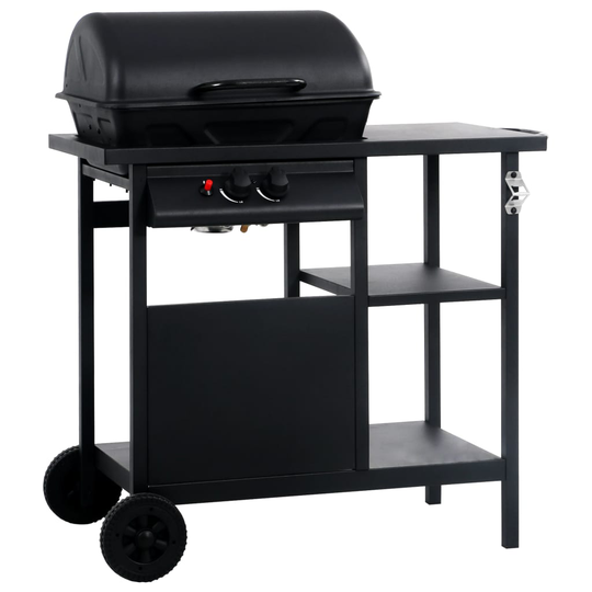 vidaXL Gasolgrill med sidobord i 3 nivåer svart