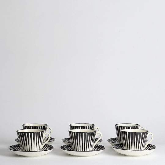 Vintage - SÅLD Zebra Tekopp/Fat 6-pack