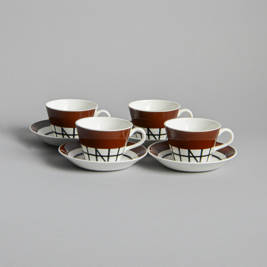 Gustavsberg - SÅLD "Korsvirke" Kaffekoppar 4 st