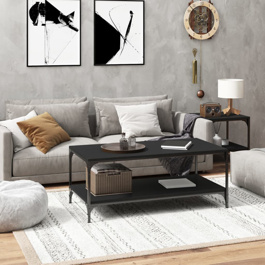 vidaXL Soffbord svart 100x50x40 cm konstruerat trä