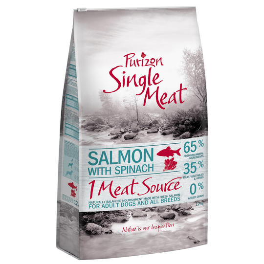 Ekonomipack: Purizon hundfoder 2 x 12 kg - Single Meat Adult Salmon & Spinach - spannmålsfritt (2 x 12 kg)