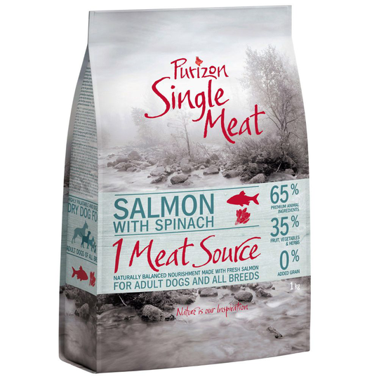 Testa nu - 1 kg till kanonpris! Purizon torrfoder - Single Meat Adult Salmon & Spinach - Grain Free