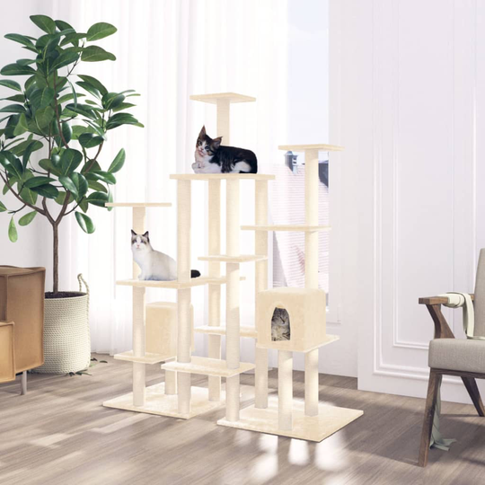 vidaXL Katträd med klöspelare sisal gräddvit 145 cm