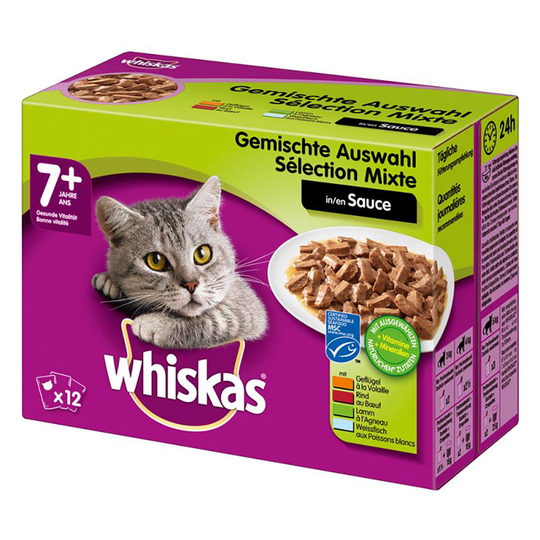 Ekonomipack: Whiskas 7+ Senior portionspåse 48 x 100 g - 7+ Blandat urval i sås 100 g