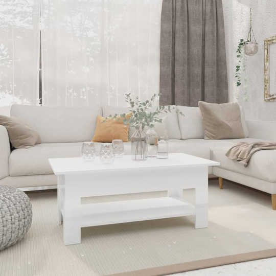 vidaXL Soffbord vit högglans 102x55x42 cm spånskiva