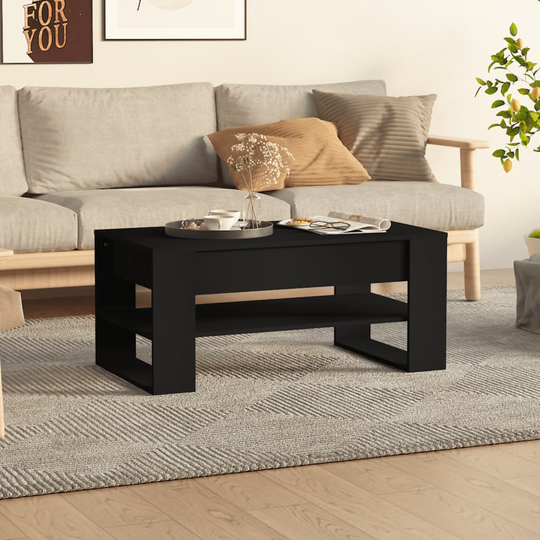 vidaXL Soffbord svart 102x55x45 cm konstruerat trä