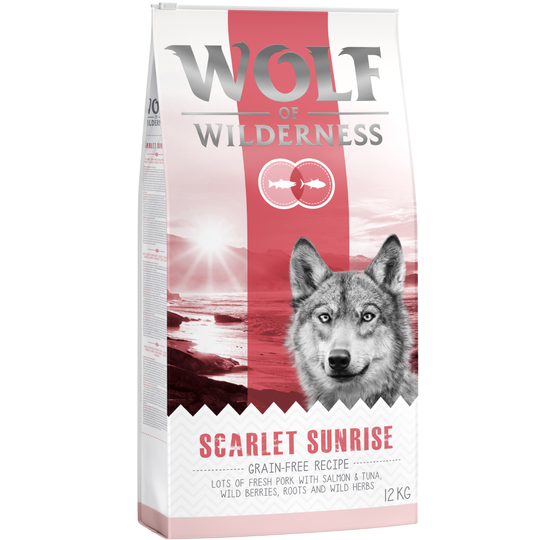 Ekonomipack: 2 x 12 kg Wolf of Wilderness hundmat Scarlet Sunrise
