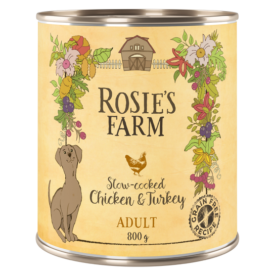 Ekonomipack: Rosie's Farm Adult 24 x 400 g Blandpack I (Kyckling, Nötkött, Lamm)
