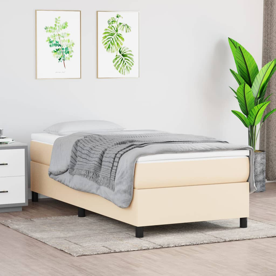vidaXL Ramsäng gräddvit 90x190 cm tyg