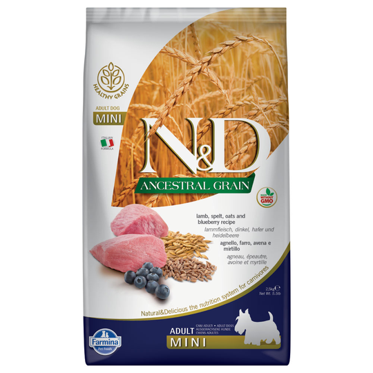 Farmina N&D Low Grain Mini Lamb & Blueberry - Ekonomipack: 2 x 7 kg