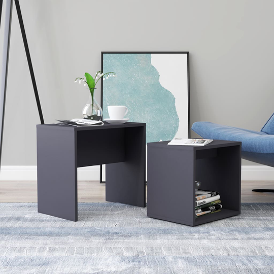 vidaXL Soffbord set grå 48x30x45 cm konstruerat trä