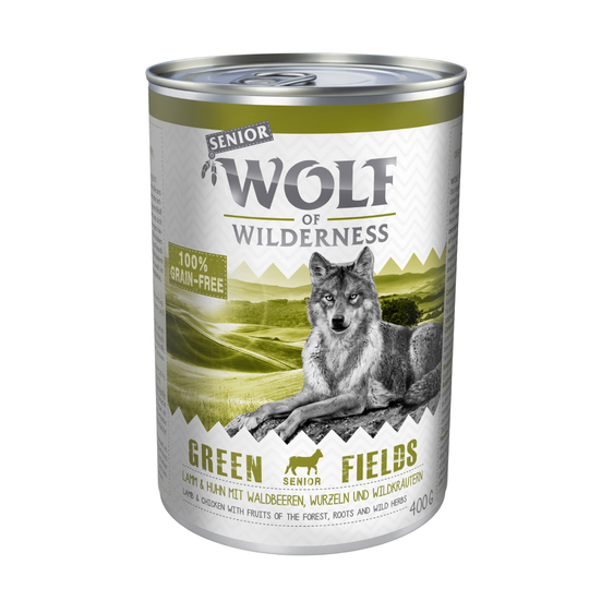 Wolf of Wilderness Senior 6 x 400 g - Green Fields - Lamb & Chicken