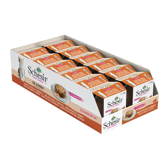 Schesir Petit Delice in Mousse 12 x 40 g - Tonfisk, kyckling & räkor