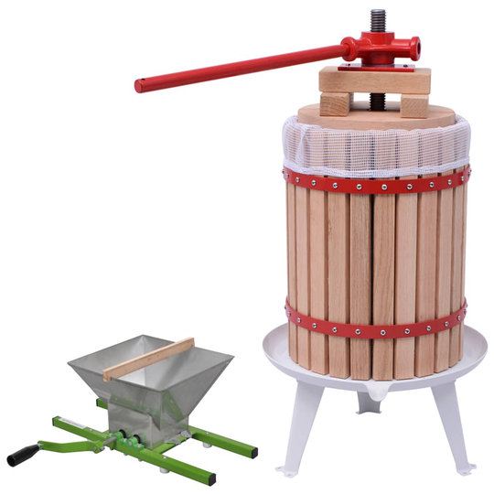 vidaXL Frukt- och vinpress 2 delar set