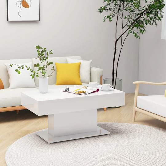 vidaXL Soffbord vit högglans 96x50x45 cm spånskiva