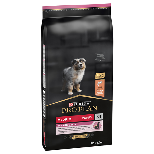 10 kg + 2 kg / 12 kg + 2 kg på köpet! 12 kg / 14 kg Pro Plan - Medium Puppy Sensitive Skin OPTIDERMA (12 kg)