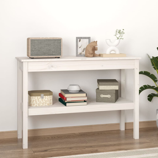 vidaXL Konsolbord vit 110x40x75 cm massiv furu