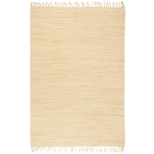 vidaXL Handvävd matta Chindi bomull 200x290 cm gräddvit