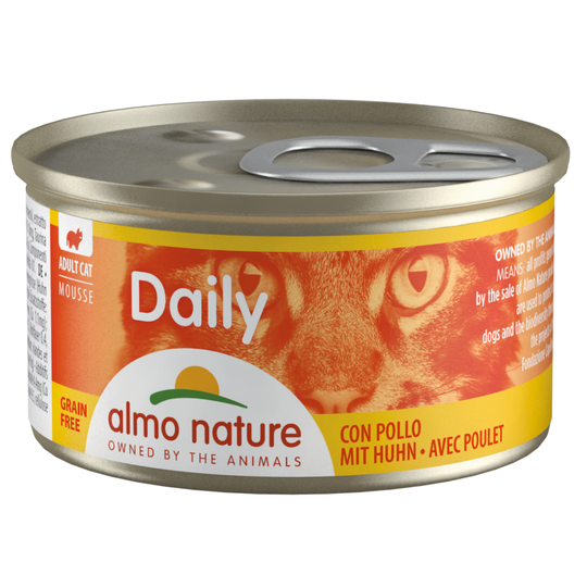 Provpack: 6 x 85 g Almo Nature Daily Menu - Mousse Tonfisk/Kyckling + Kyckling (2 sorter)