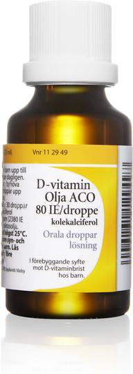 D-vitamin Olja ACO Orala droppar, lösning 80IE/droppe Flaska, 750droppar (25ml)