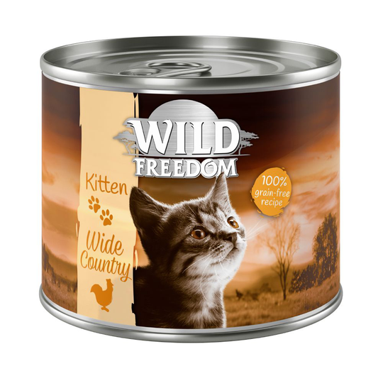 5 + 1 på köpet! Wild Freedom våtfoder 6 x 200 / 400 g - Kitten Wide Country - Veal & Chicken 6 x 200 g